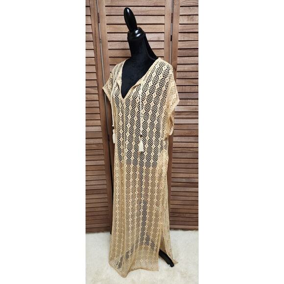 Tahari New Large L Hollow Slit Styled Short Sleeve V-Neck Summer Beach Cover-Up - Picture 5 of 8